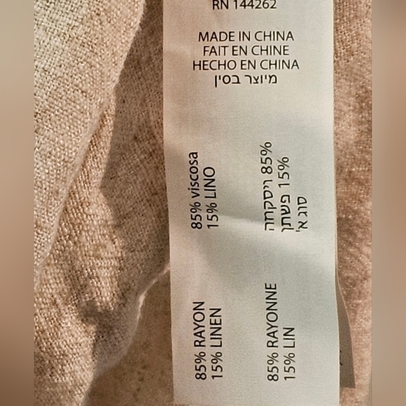 Linen Babydoll Mini Dress Light Birch/Oatmeal Large - Picture 7 of 8